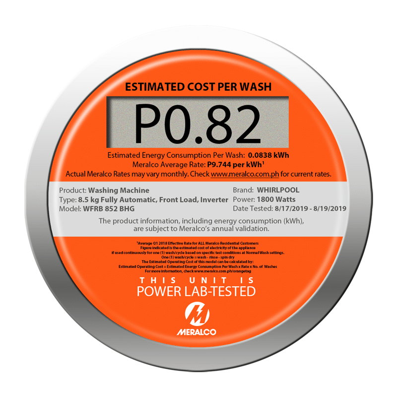 Whirlpool WFRB852BHG 8.5kg Inverter Front Load Washing Machine ECPW