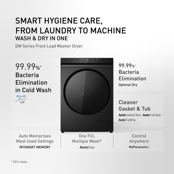 Panasonic NA-S24DW1BPH 12kg washing / 7kg drying Combo Front Load Inverter Washing Machine - 2026 Model