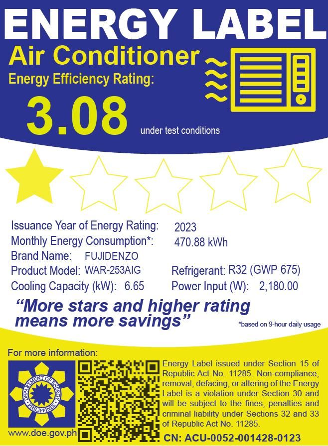 Fujidenzo WAR-253AIG 2.5 HP Non-Inverter Window Type Airconditioner